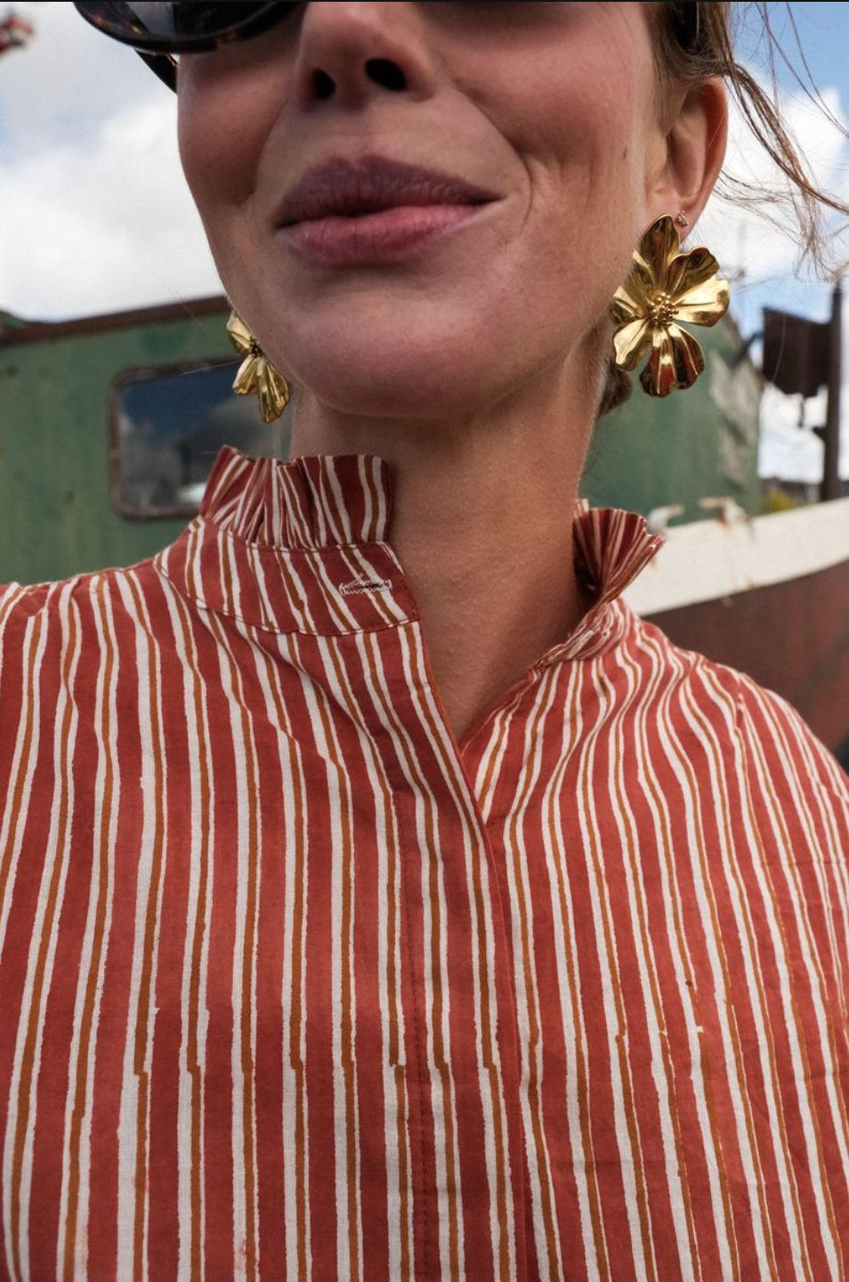 Blouse Lucie Rayures brique