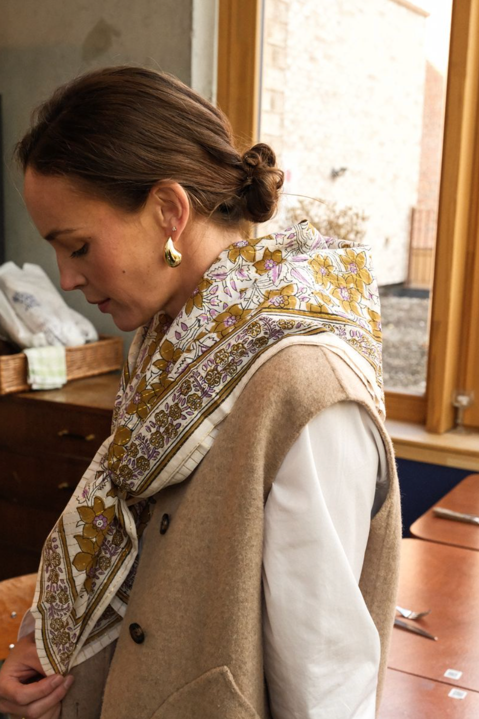 Foulard Adulte lurex Camel 100 cm