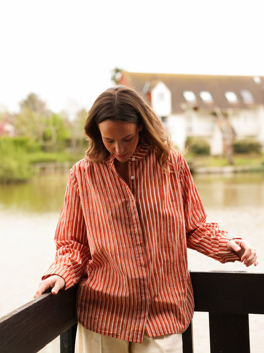Blouse Lucie Rayures brique