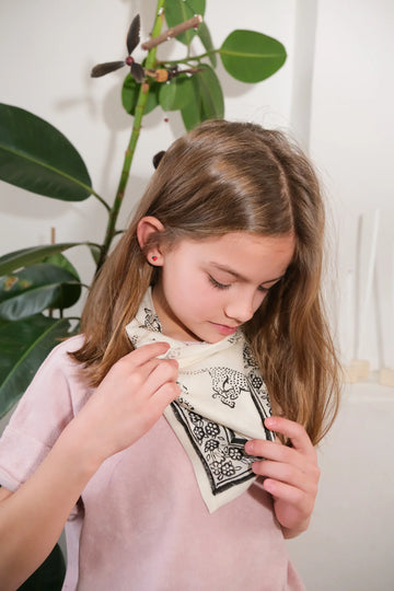 Duo Foulard Matchy Matchy 1 grand et 1 petit So Family TIGRE BLANC