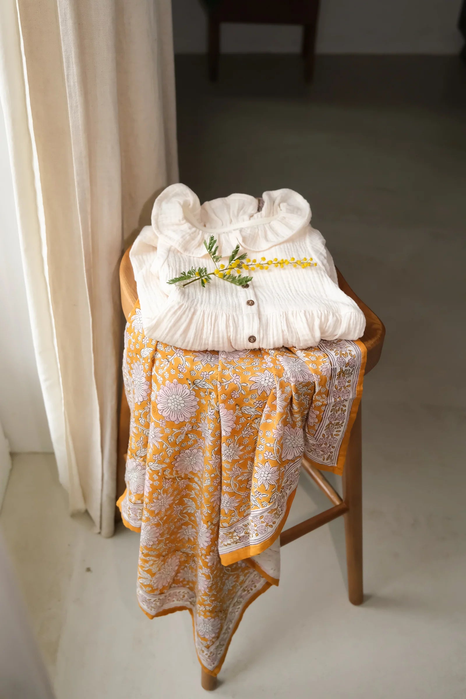 Duo Foulard Matchy Matchy 1 grand et 1 petit So Family SAFRAN