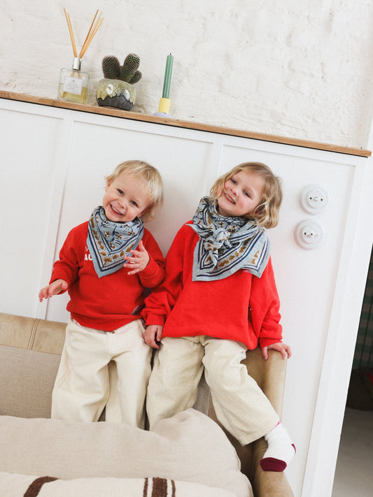 Duo Foulard Matchy Matchy 1 grand et 1 petit So Family BLEUET