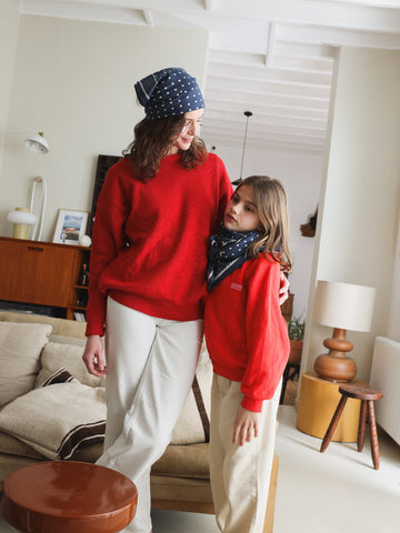 Duo Foulard Matchy Matchy 1 grand et 1 petit Pois Bicolore marine et écru