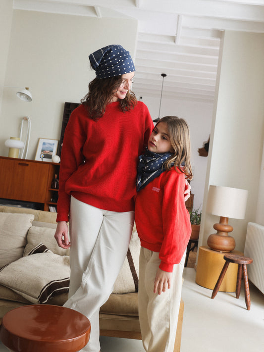 Duo Foulard Matchy Matchy 1 grand et 1 petit Pois Bicolore marine et écru