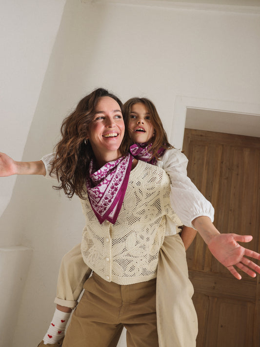 Duo Foulard Matchy Matchy 1 grand et 1 petit So Family LILAS