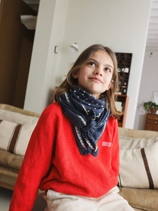 Foulard Adulte Pois Bicolore marine et écru