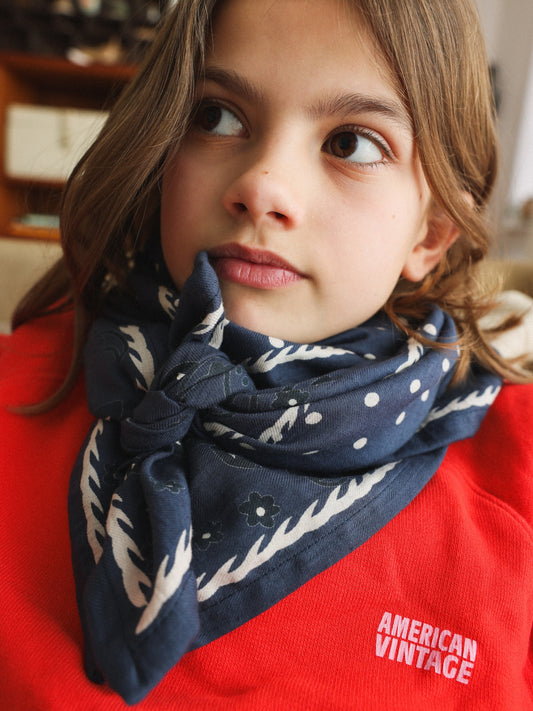 Foulard Adulte Pois Bicolore marine et écru