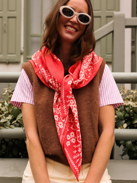 Foulard Adulte Mysore bandana Corail