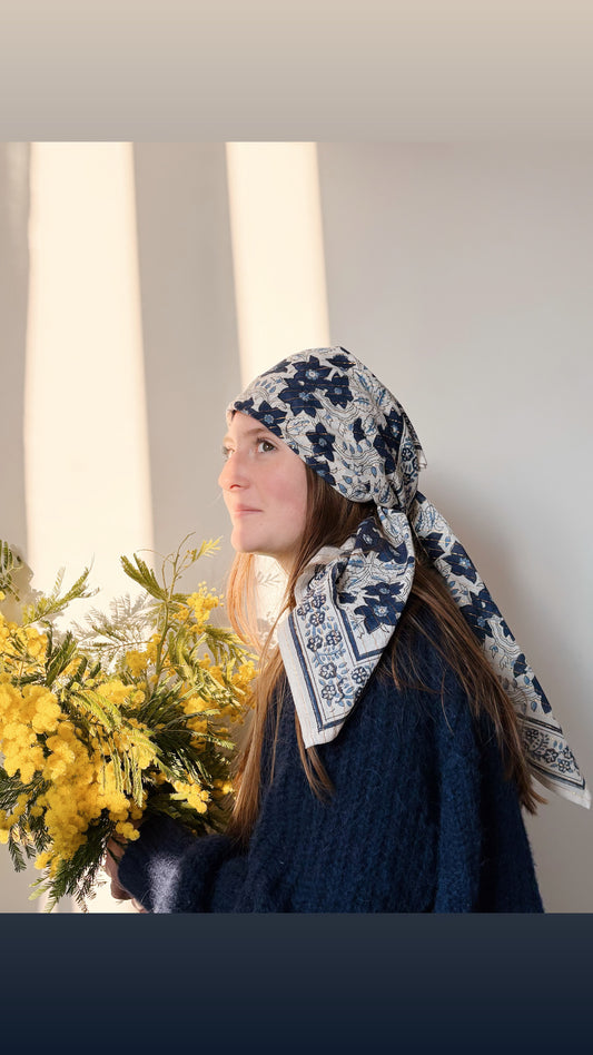 Foulard  Adulte Bleu en Lurex 100 cm