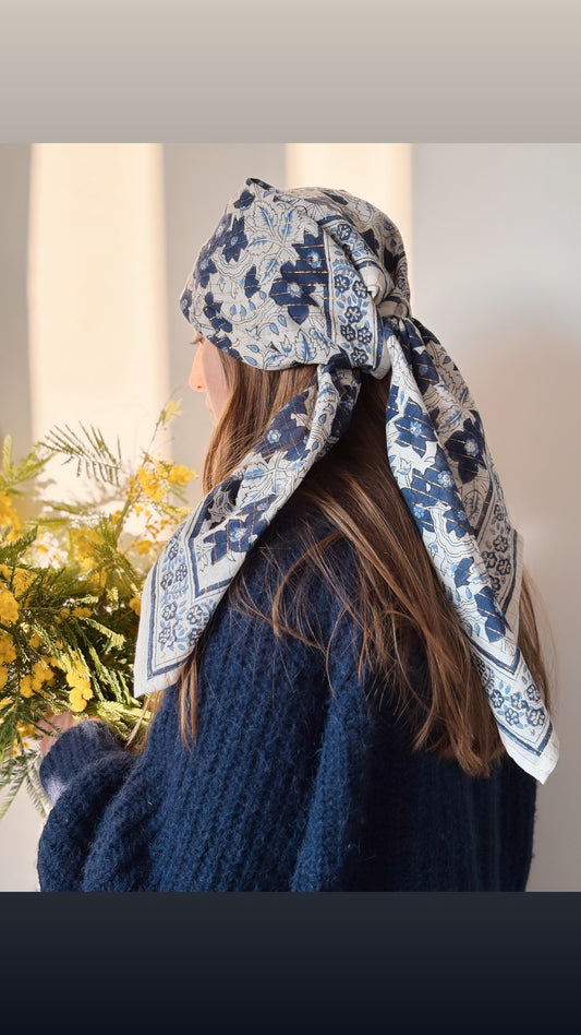 Foulard  Adulte Bleu en Lurex 100 cm