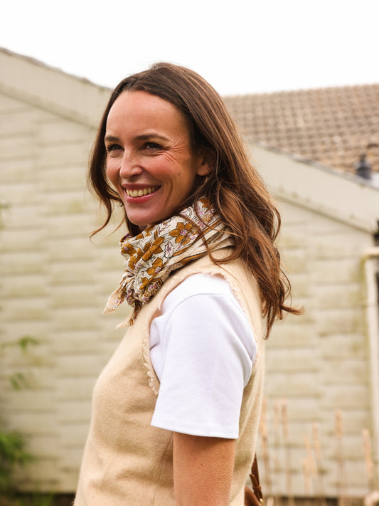 Foulard Adulte lurex Camel 100 cm