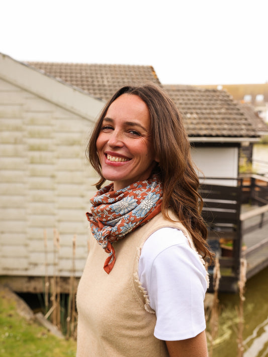 Foulard Adulte Delhi Cannelle 100 cm