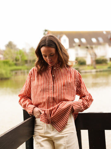 Blouse Lucie Rayures brique