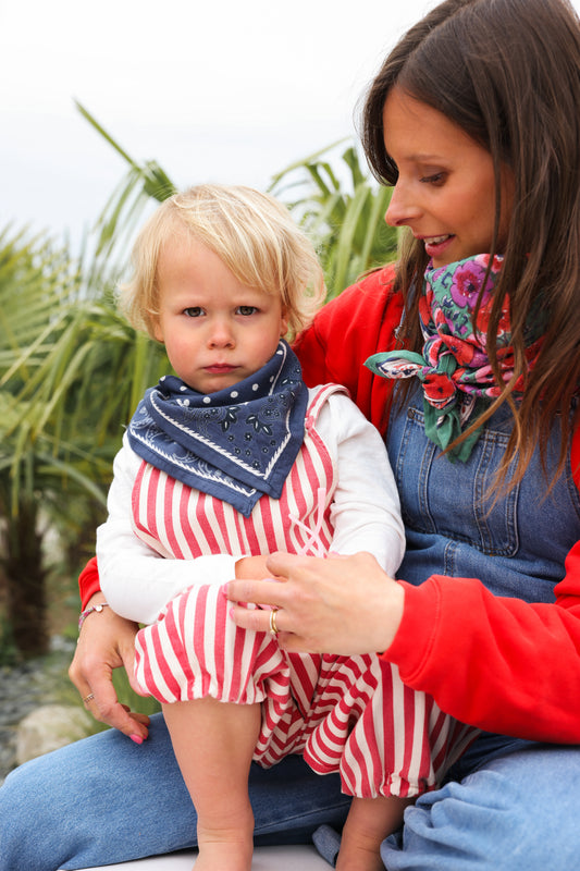 Foulard Kids Pois Bicolore marine et écru