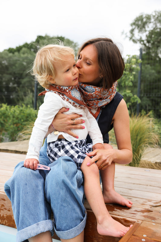Duo Foulard Matchy Matchy 1 grand et 1 petit So Family CANNELLE