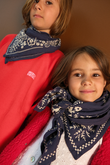 Duo Foulard Matchy Matchy 1 grand et 1 petit Mysore marine