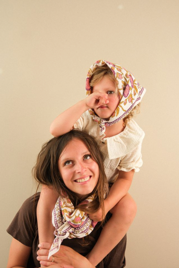 Duo Foulard Matchy Matchy 1 grand et 1 petit So Family Pink Pondichery