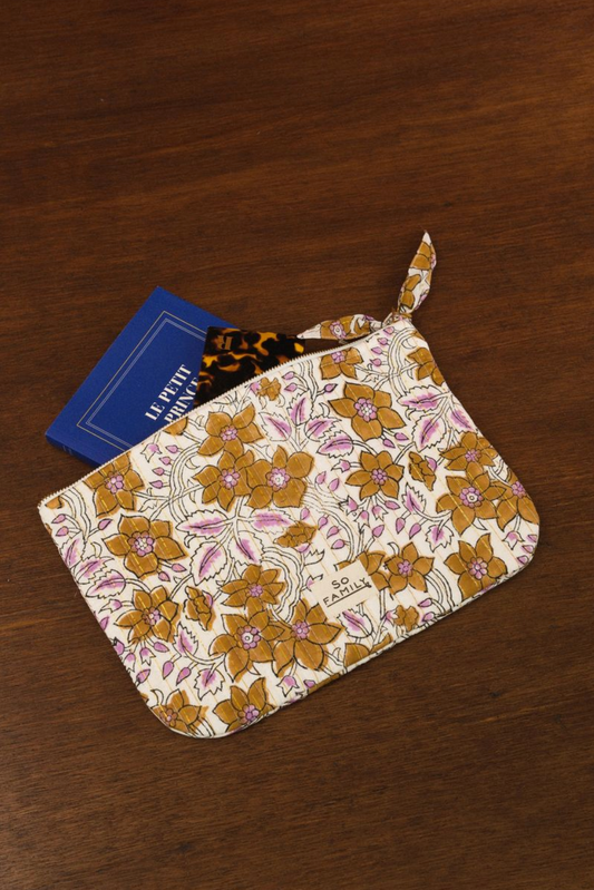 grande pochette Lurex camel