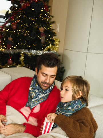 Duo Foulard Matchy Matchy 1 grand et 1 petit So Family Céladon