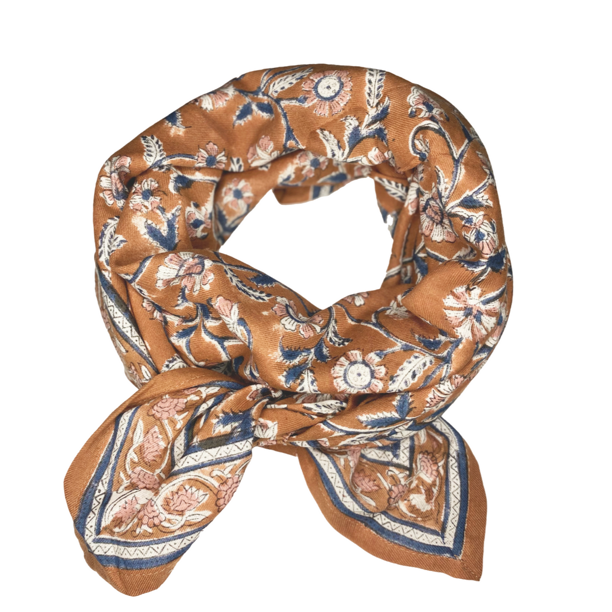Foulard en soie imprimé en cascade crème En ligne