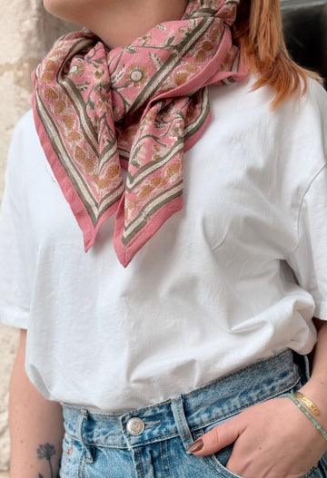 Duo Foulard Matchy Matchy 1 grand et 1 petit So Family Laine Cerise