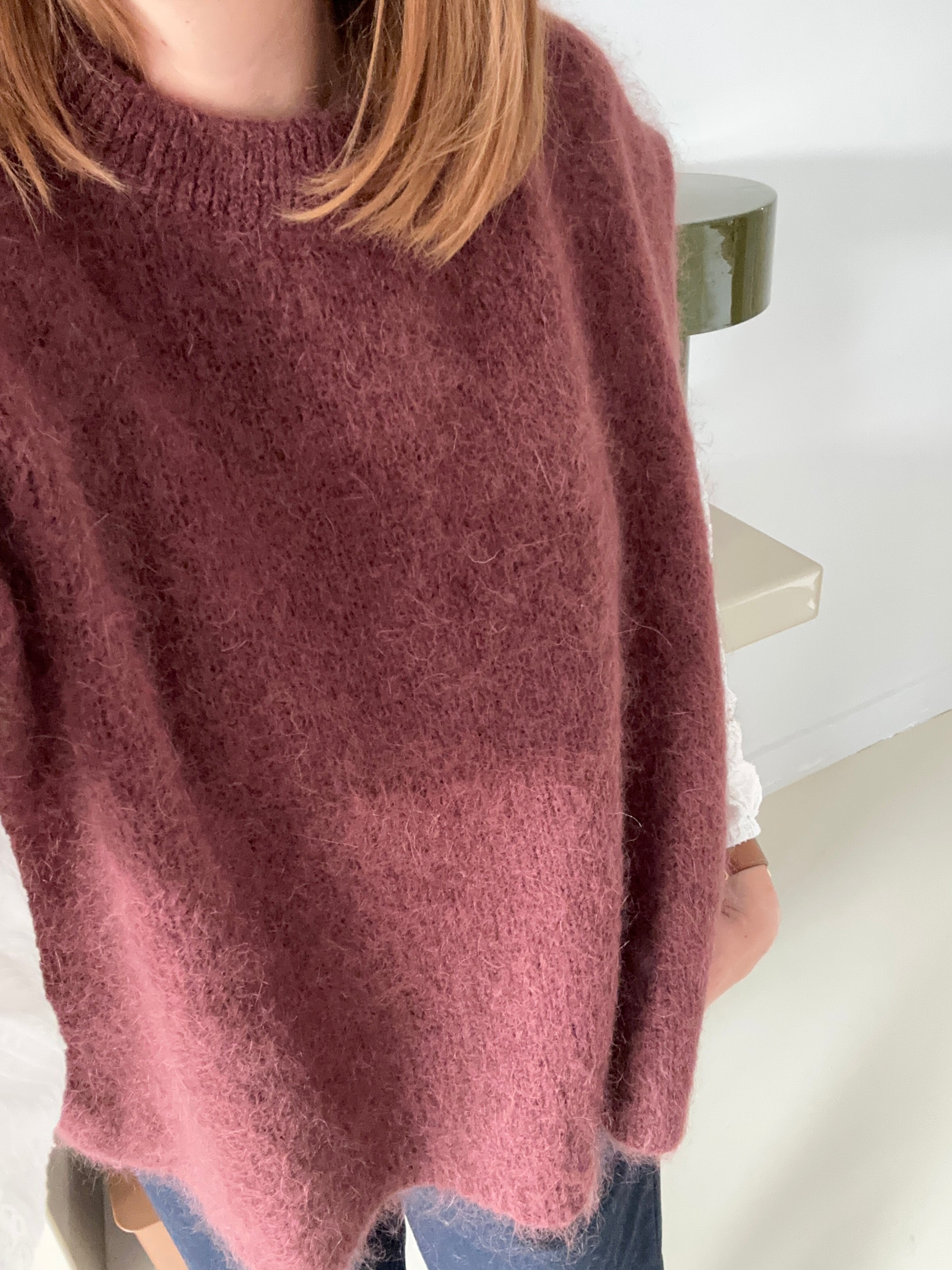 Pull Léonie sans manche  maille Prune