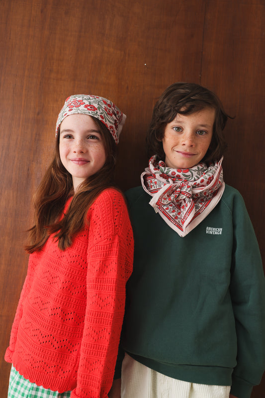 Duo Foulard Matchy Matchy 1 grand et 1 petit Indore Amma Cerise