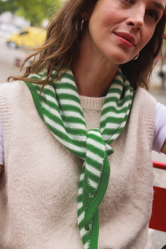 Écharpe Colette Rayures écru/vert