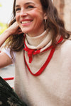 Écharpe Colette Bicolore écru /rouge