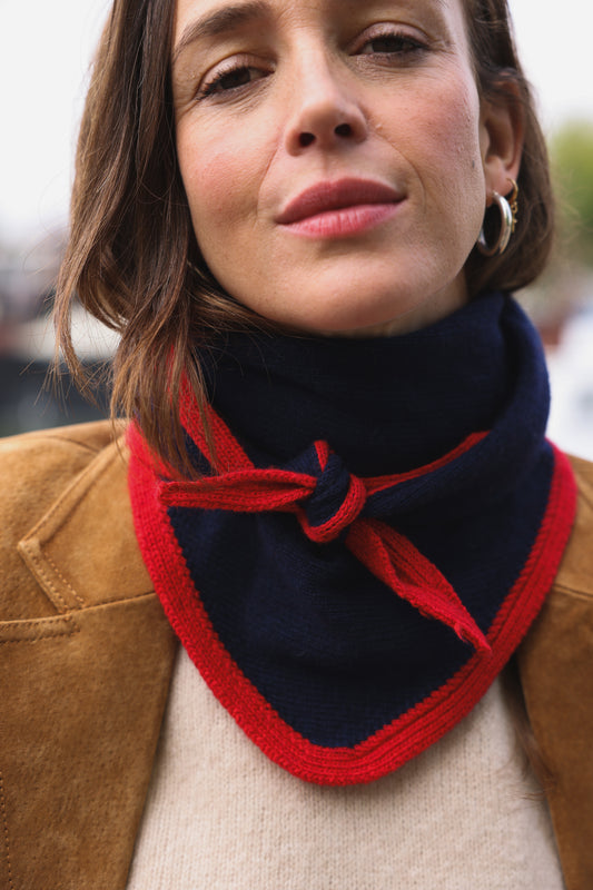 Écharpe Colette Bicolore marine/rouge