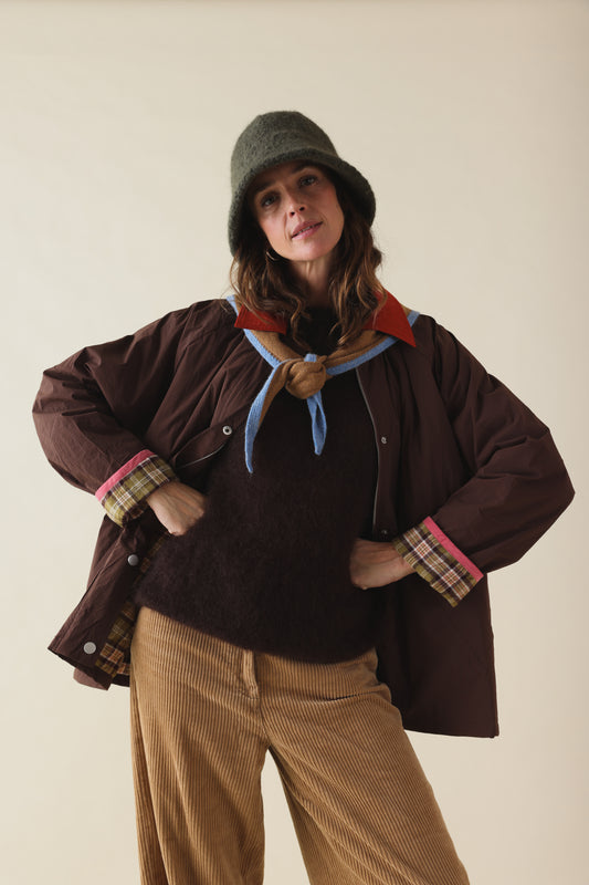Écharpe Colette Bicolore camel/bleu