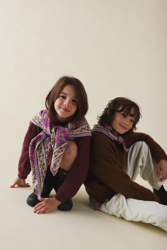 Duo Foulard Matchy Matchy 1 grand et 1 petit Indore Orchidée