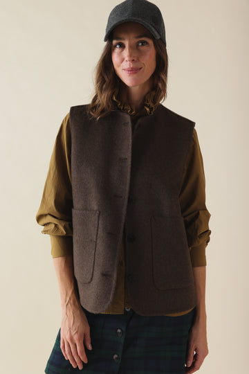 Veste sans manches Hortense marron