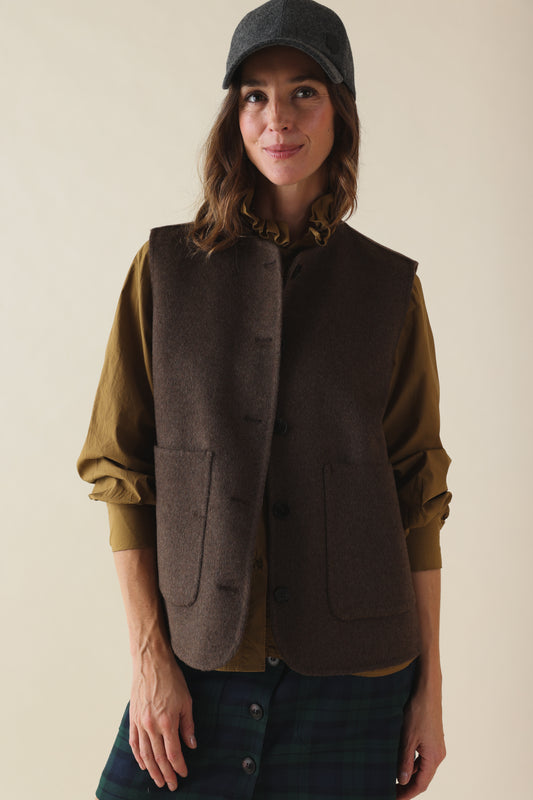 Veste sans manches Hortense marron