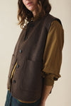 Veste sans manches Hortense marron