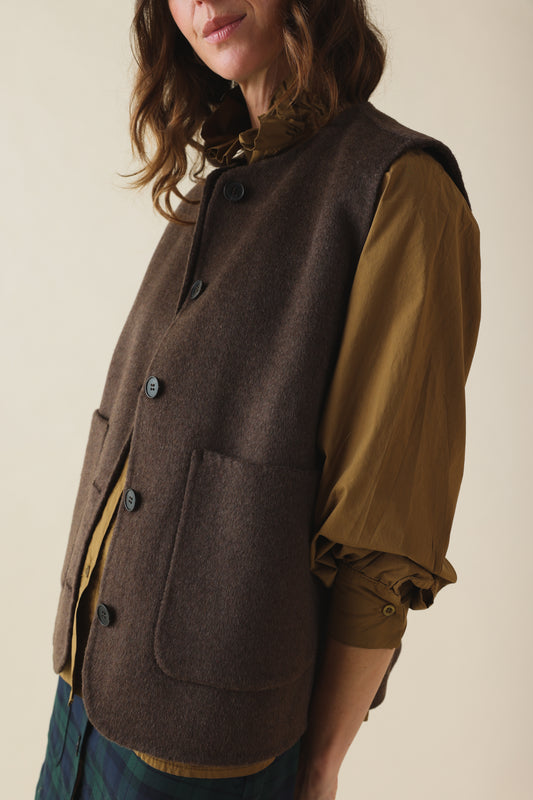 Veste sans manches Hortense marron