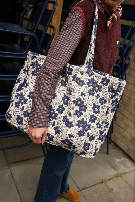 Sac cabas lurex bleu