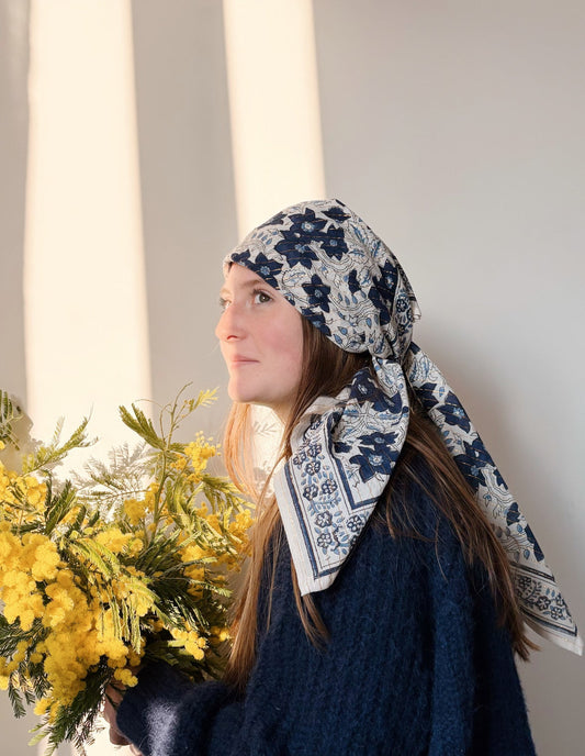 Duo Foulard Matchy Matchy 1 grand et 1 petit So Family BLEU LUREX