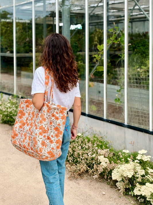 Sac cabas lurex corail