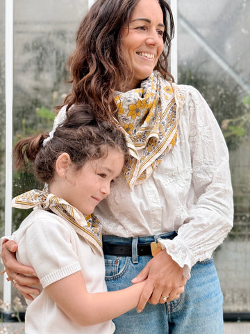 Duo Foulard Matchy Matchy 1 grand et 1 petit So Family Lurex Bouton D'or