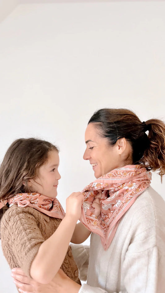 Duo Foulard Matchy Matchy 1 grand et 1 petit So Family BLUSH