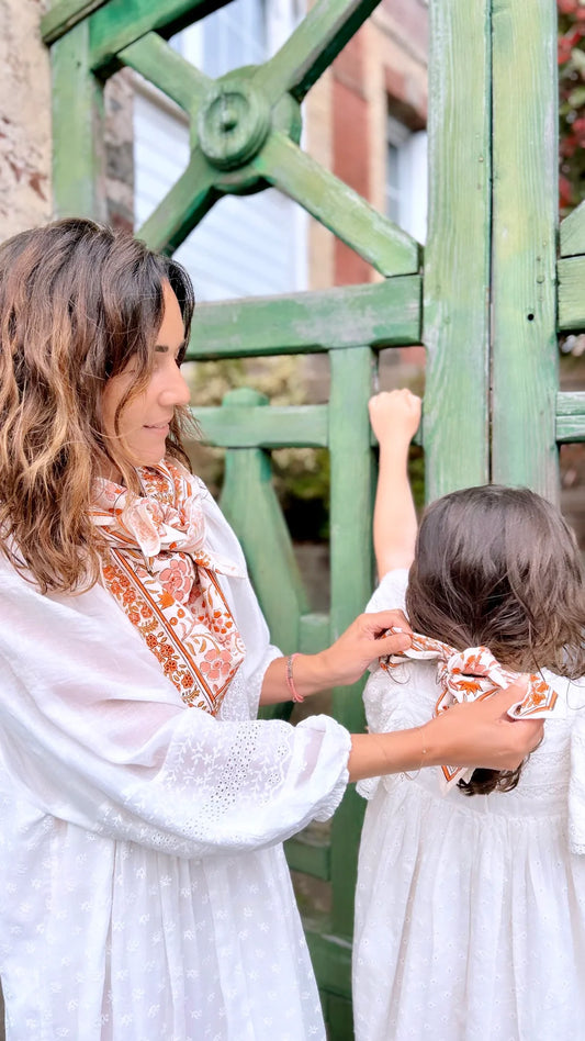 Duo Foulard Matchy Matchy 1 grand et 1 petit So Family BRIQUE