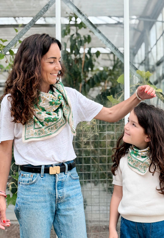 Duo Foulard Matchy Matchy 1 grand et 1 petit So Family Agra Pistache