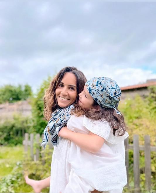 Duo Foulard Matchy Matchy 1 grand et 1 petit So Family BLEUET