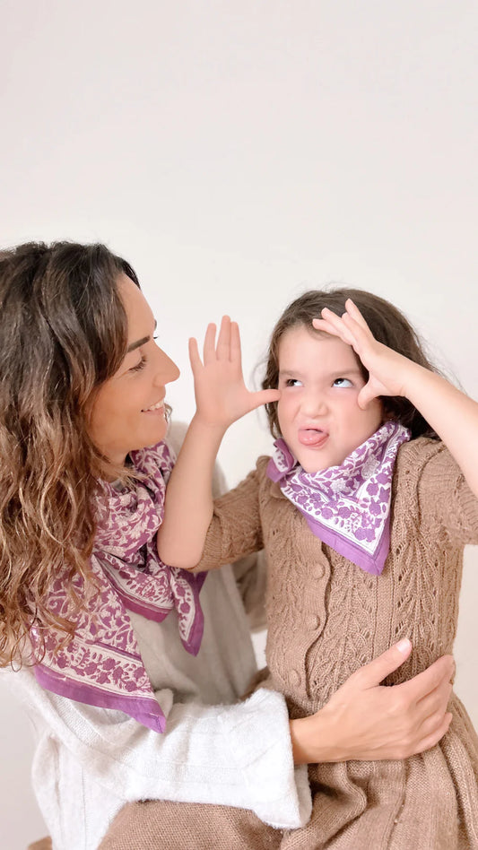 Duo Foulard Matchy Matchy 1 grand et 1 petit So Family LILAS