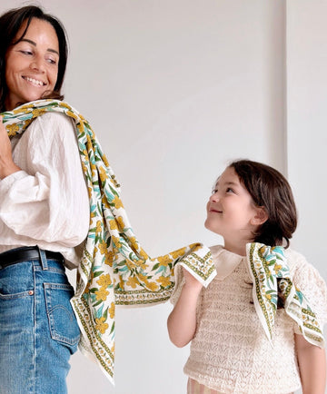 Duo Foulard Matchy Matchy 1 grand et 1 petit So Family Jaipur Ocre